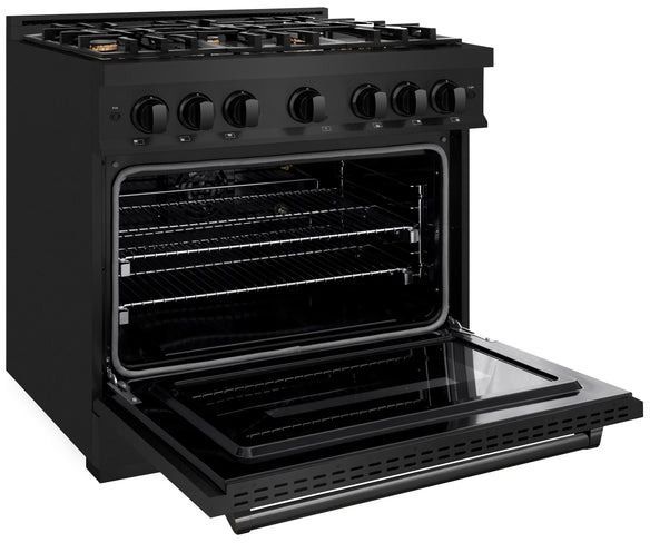 ZLINE Classic 36" Black Stainless Steel Pro Style Gas Range -3