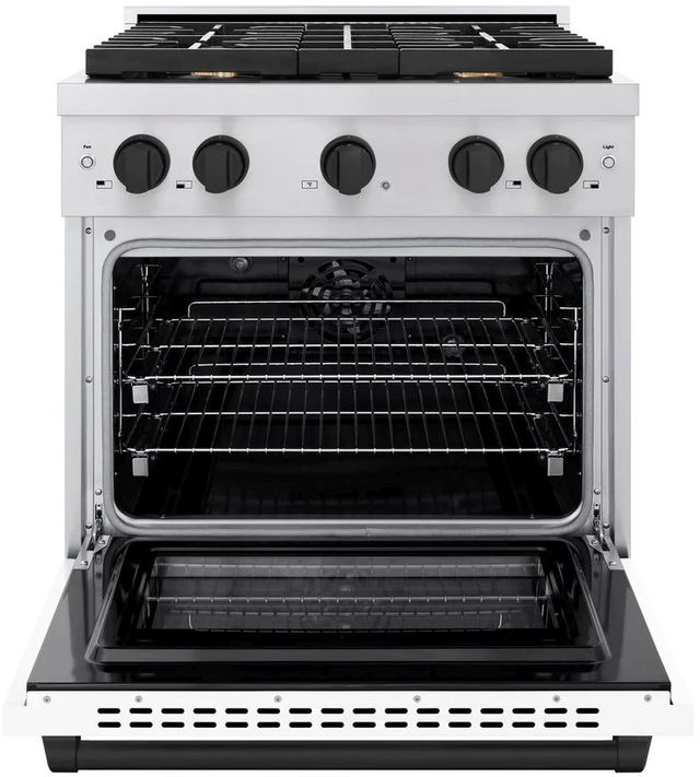 ZLINE Autograph Edition Paramount 30" Stainless Steel Pro Style Dual Fuel Range White Matte Door with Matte Black Accents-1