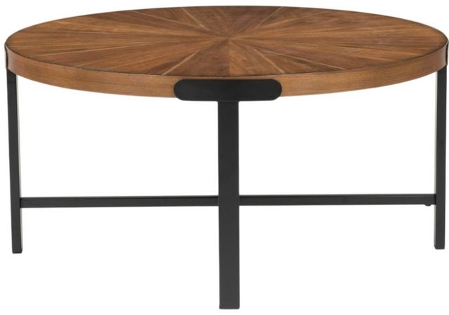 Signature Design by Ashley® Crosstrail 3-Piece Brown Occasional Table with Dark Bronze Base Set-2