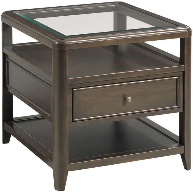 Hammary® Whitaker Glass Top Rectangular End Table with Black Denim Base-0