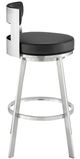Armen Living Flynn Black/Brushed Stainless Steel 30'' Bar Stool-1