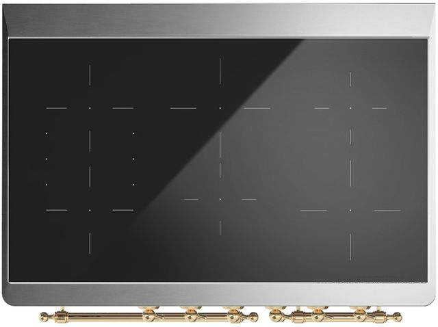 Ilve® Majestic III 40" Graphite Matte Pro Style Induction Range with Solid Door and Brass Trim-2