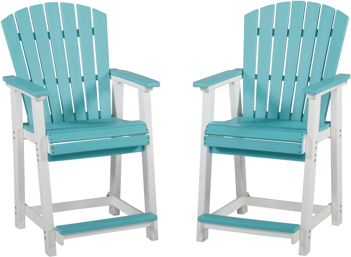 Signature Design by Ashley Eisely 2 Piece Turquoise Outdoor Counter Bar Stool Set