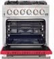 FORNO® Capriasca 30" Stainless Steel Pro Style Gas Range with Red Door-2