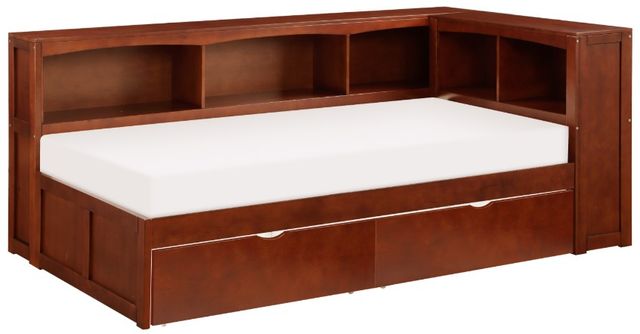 Homelegance® Rowe Dark Cherry Youth Twin Bookcase Corner Platform Storage Bed-0