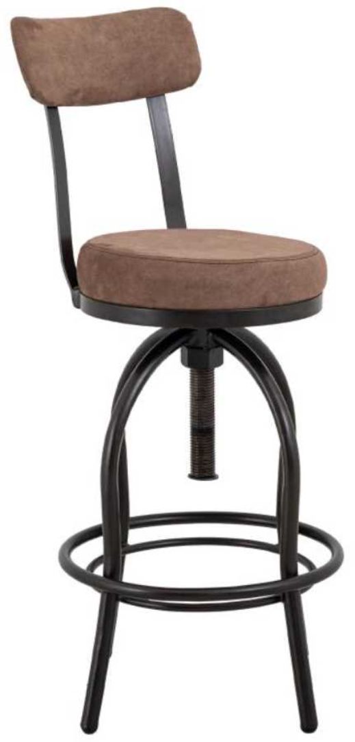 International Furniture Direct Altea Brown/Matte Black Upholstered Adjustable Barstool-0