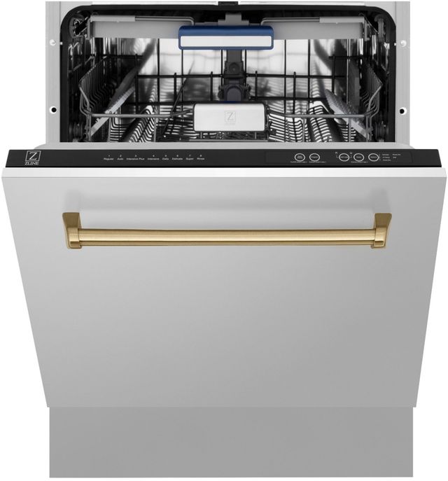 ZLINE Autograph Edition 24" Stainless Steel Built In Dishwasher with Champagne Bronze Handle-1