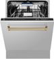 ZLINE Autograph Edition 24" Stainless Steel Built In Dishwasher with Champagne Bronze Handle-1