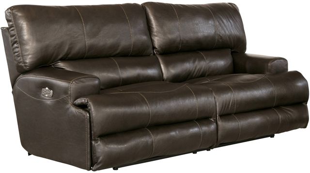 Catnapper® Wembley Steel Leather Power Lay Flat Reclining Sofa with Power Adjustable Headrest and Power Adjustable Lumbar Support-0