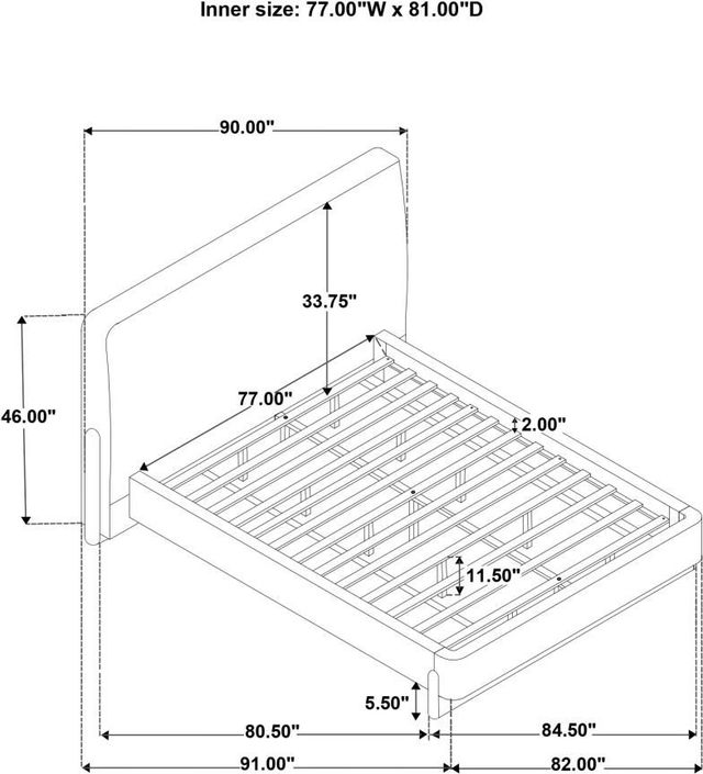 Coaster® Baldacci Curry/Walnut Eastern King Upholstered Platform Panel Bed-2