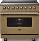 Viking® 5 Series 36" Golden Hour Pro Style Induction Range with Brushed Brass Trim-3