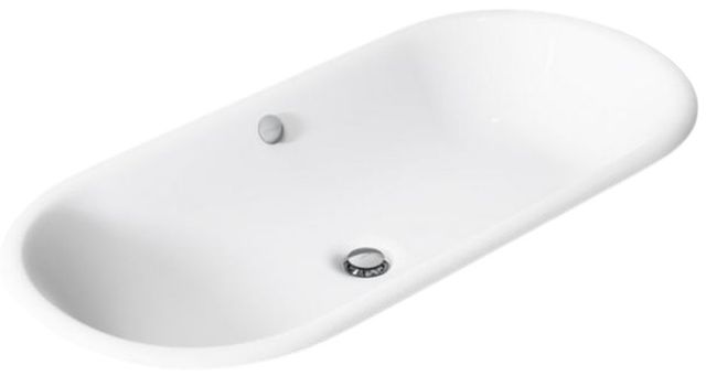 Kohler Iron Plains® White 33" Oval Drop-In/Undermount/Vessel Bathroom Sink with Iron Black Painted Underside-0