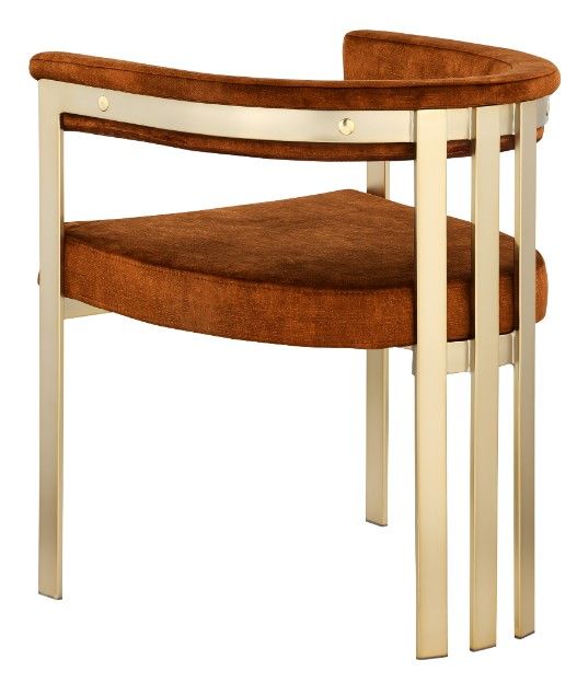 Meridian Furniture Marcello Cognac/Brushed Brass Velvet Dining Chair-2