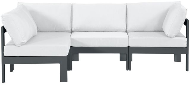 Meridian Furniture Nizuc 4-Piece Dark Gray/White Aluminum/Fabric Outdoor Patio Modular Sectional-0
