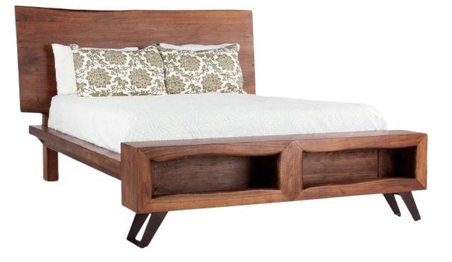 Home Trends & Design London Loft Antique Zinc/Walnut King Panel Bed-0