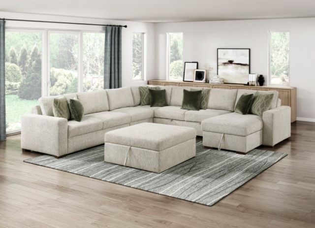 Homelegance® Isla Sand Storage Ottoman with Casters-1