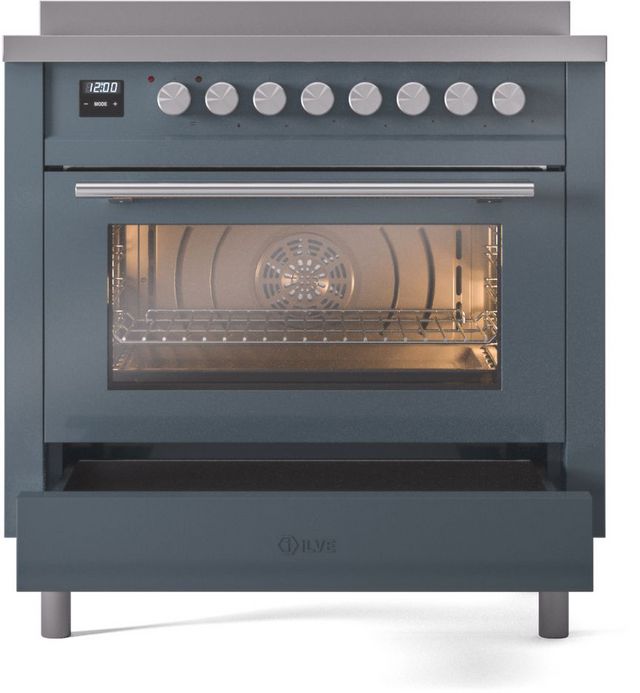 Ilve® Professional Plus II 36" Blue Grey Pro Style Induction Range-3