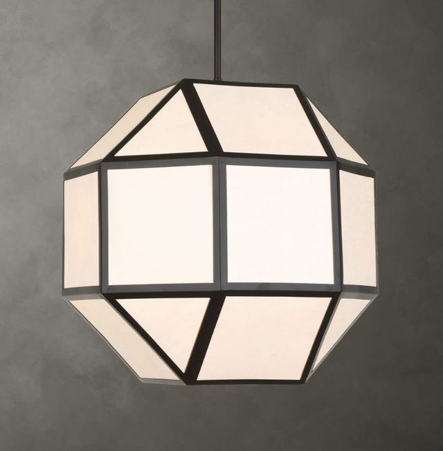 Uttermost® Hoi An Ivory Tyvek/Matte Black 4-Light Geometric Chandelier-2