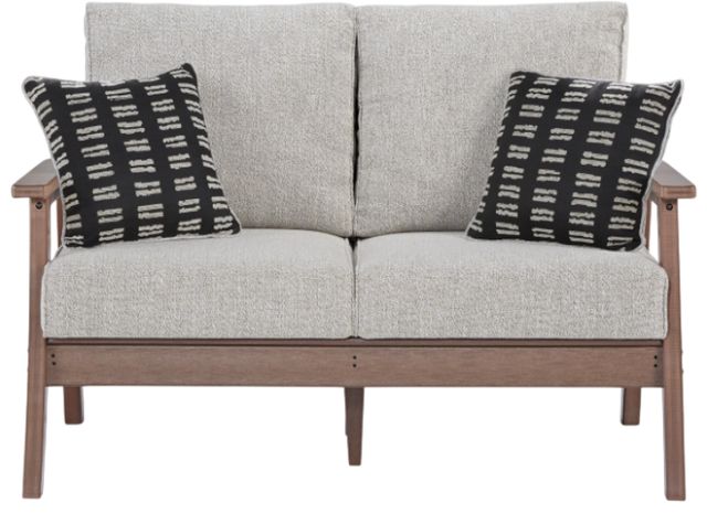 Signature Design by Ashley® Emmeline Beige/Brown Fabric/Polyethylene Outdoor Loveseat-1