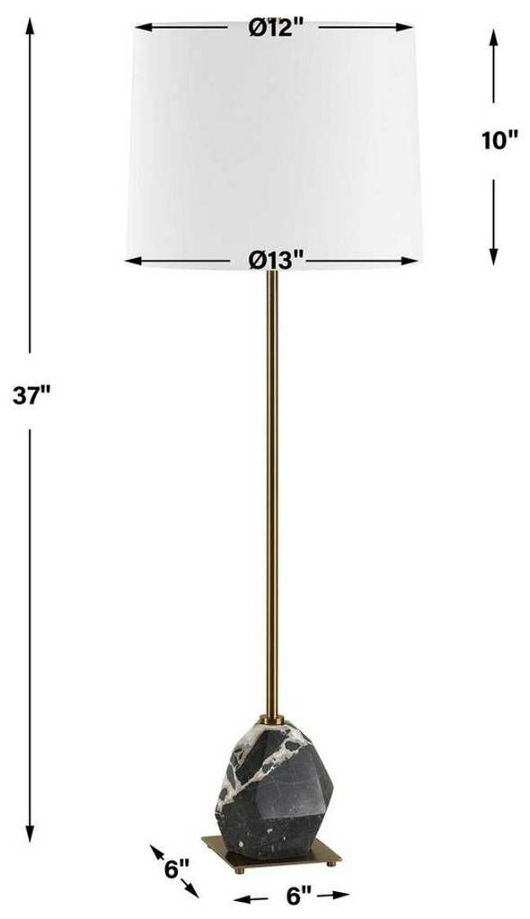Uttermost® Rowland Black/White Buffet Lamp with Antique Brass Accent-2
