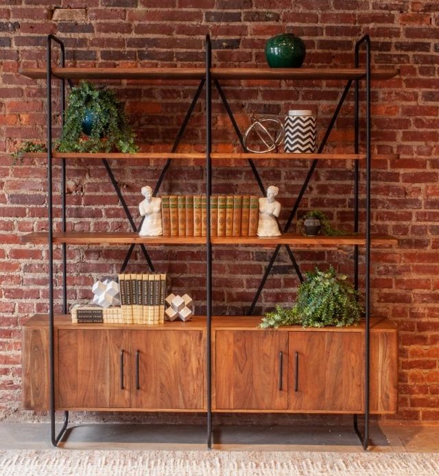 Home Trends & Design Verbania Black/Pecan Brown Bookshelf-3