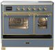 Ilve® Majestic III 40" Blue Gray Pro Style Induction Range with Triple Glass Door and Brass Trim-2