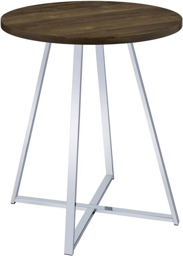 Coaster® Burkhart Brown Oak Bar Table with Chrome Base
