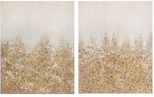 Olliix by Madison Park Gold Set of 2 Golden Glimmer Hand Brush Embellished Canvas-0
