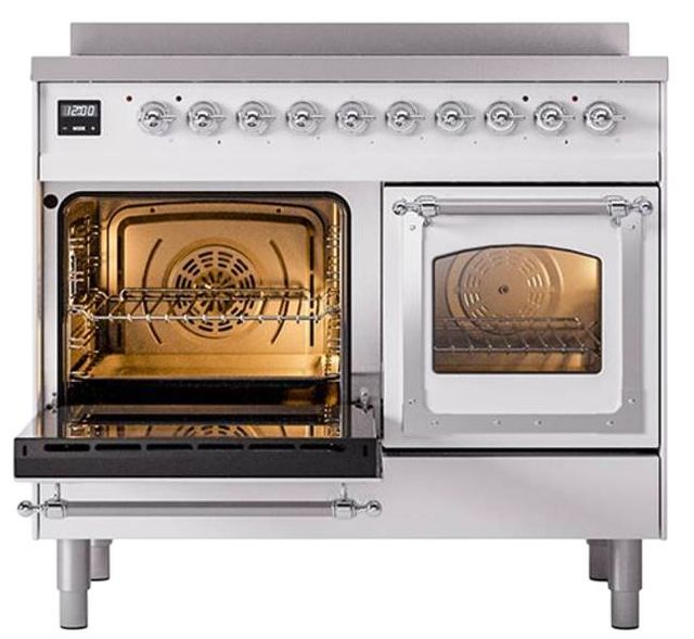 Ilve® Nostalgie II Noblesse 40'' White Pro Style Induction Range with Chrome Trim-3