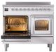 Ilve® Nostalgie II Noblesse 40'' White Pro Style Induction Range with Chrome Trim-3