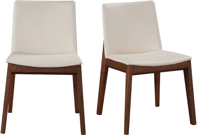 Moe's Home Collection Deco 2-Piece Cream White PVC Dining Chair Set-3