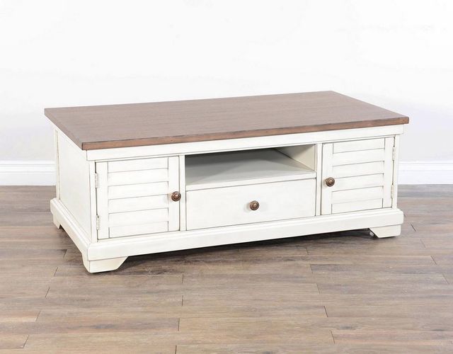 Sunny Designs™ Buck Skin Marble White Coffee Table with Brown Top -3