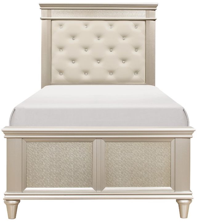 Homelegance® Celandine Off-White/Silver Twin Upholstered Bed-2