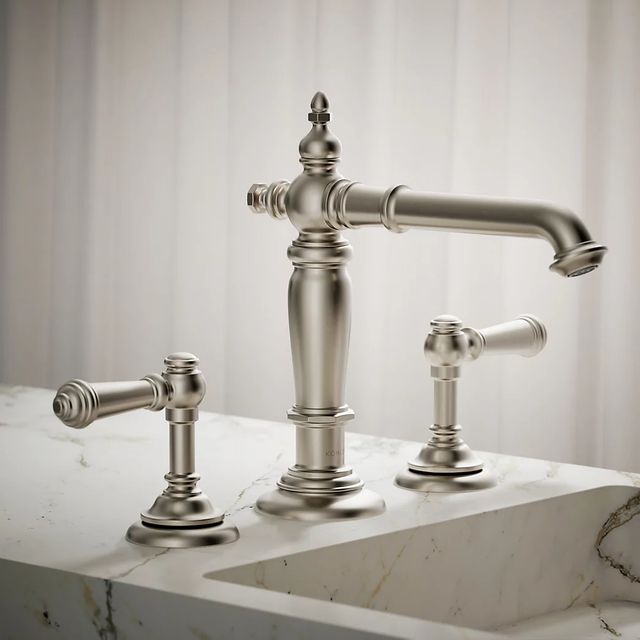 KOHLER® Artifacts® Vibrant Brushed Nickel Bathroom Sink Faucet Spout with Column Design-3