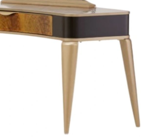 Michael Amini® Malibu Crest Burnished Gold Vanity Desk with Mirror-2