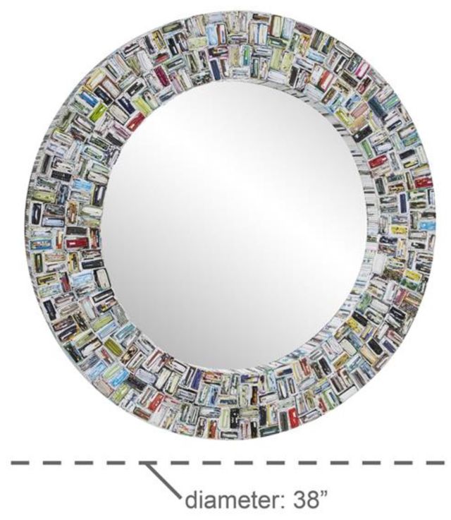 Deco Marche Multi Colored Recycled Magazine Frame Wall Mirror-3