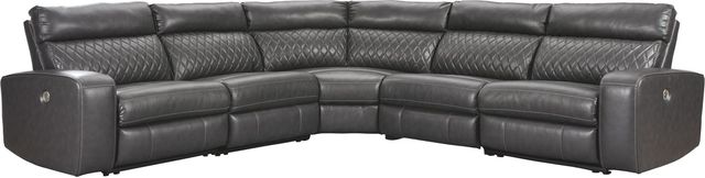 Signature Design by Ashley® Samperstone 5-Piece Gray L-Shape Power Reclining Sectional-0