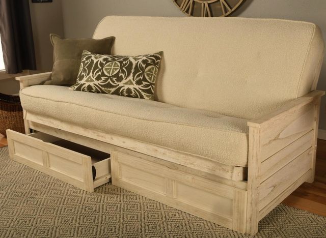 Kodiak Furniture Lexington Canton Cream/Weathered White Full Storage Futon with Mattress -1