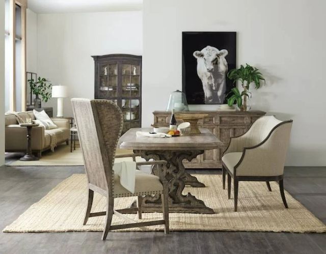 Hooker® Furniture La Grange Le Vieux Barn Wood Double Pedestal Dining Table with Flemish Paint Base-1