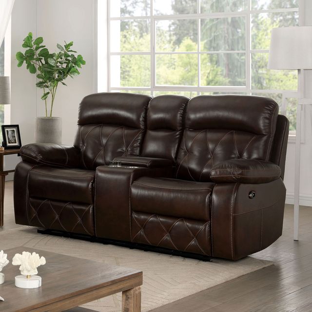 Furniture of America® Dusseldorf 2-Piece Brown Power Reclining Sofa Set-2