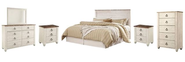 Signature Design by Ashley® Willowton 6-Piece Whitewash King/California King Panel Headboard Bedroom Set-0