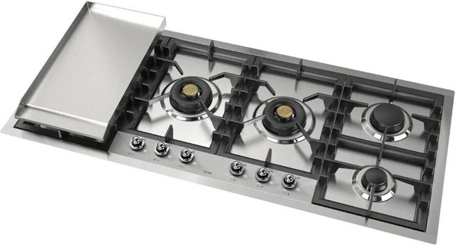 Ilve Nostalgie II 48” Stainless Steel Liquid Propane Cooktop with 6 Burners and Griddle-2