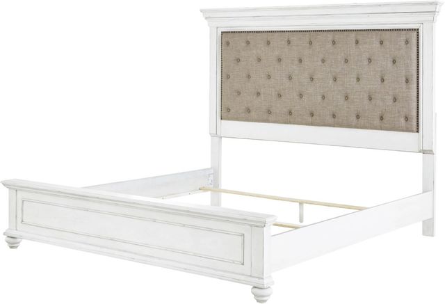 Benchcraft® Kanwyn Whitewash California King Upholstered Panel Bed-2