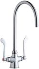 Elkay Chrome Single Hole Concealed Deck Laminar Flow Faucet with 8" Gooseneck Spout and 6" Wristblade Handles-0