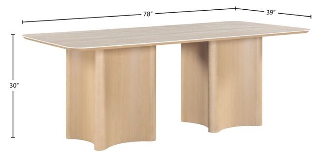 Meridian Furniture Corvina Travertine Rectangular Dining Table with Natural Base-4