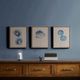 Olliix by Madison Park Blue Print Botanicals 3 Piece Blue Framed Printed Canvas On Linen Set-4
