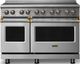 Viking® 5 Series 48" Stainless Steel Pro Style Induction Range with Brushed Brass Trim-0