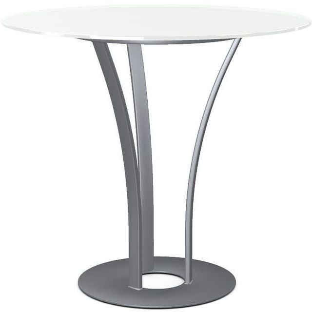 Amisco Customizable Dalia White Glass Counter Pub Table with Metal Turnip Base-0