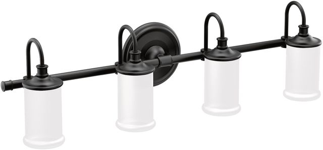 Moen® Belfield™ Matte Black Four Globe Bath Light-0