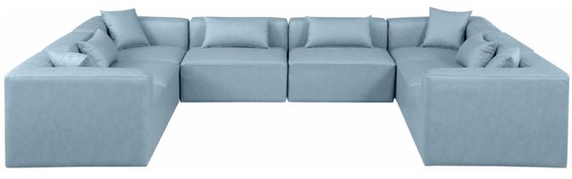 Meridian Furniture Cube 8-Piece Light Blue Vegan Leather Sectional-1